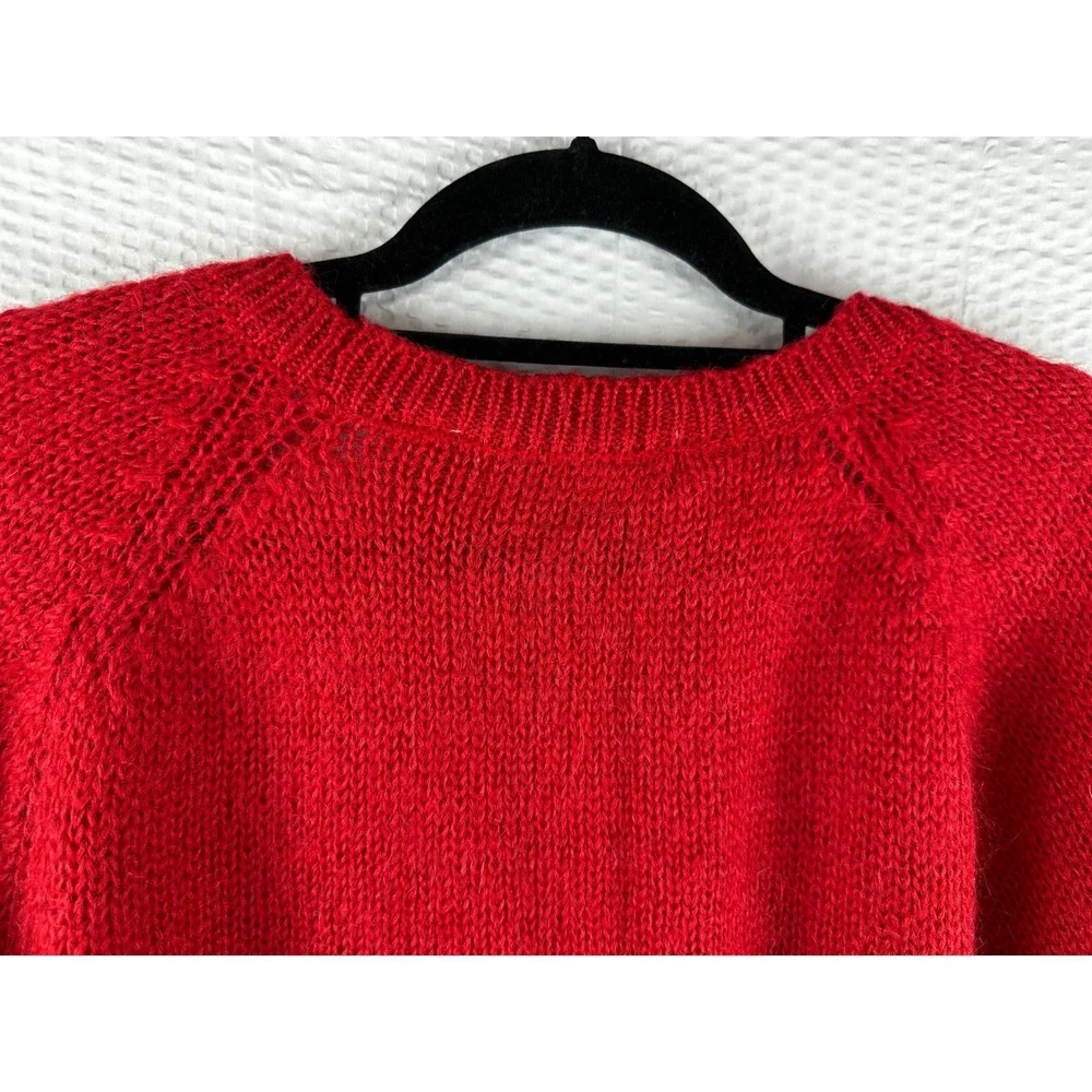 Vintage Bramble Lane Red Knit Cardigan 3 Button Front‎ Pockets Size SMALL